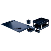 Navy Blue Bonded Leather Desk Set, 8pc